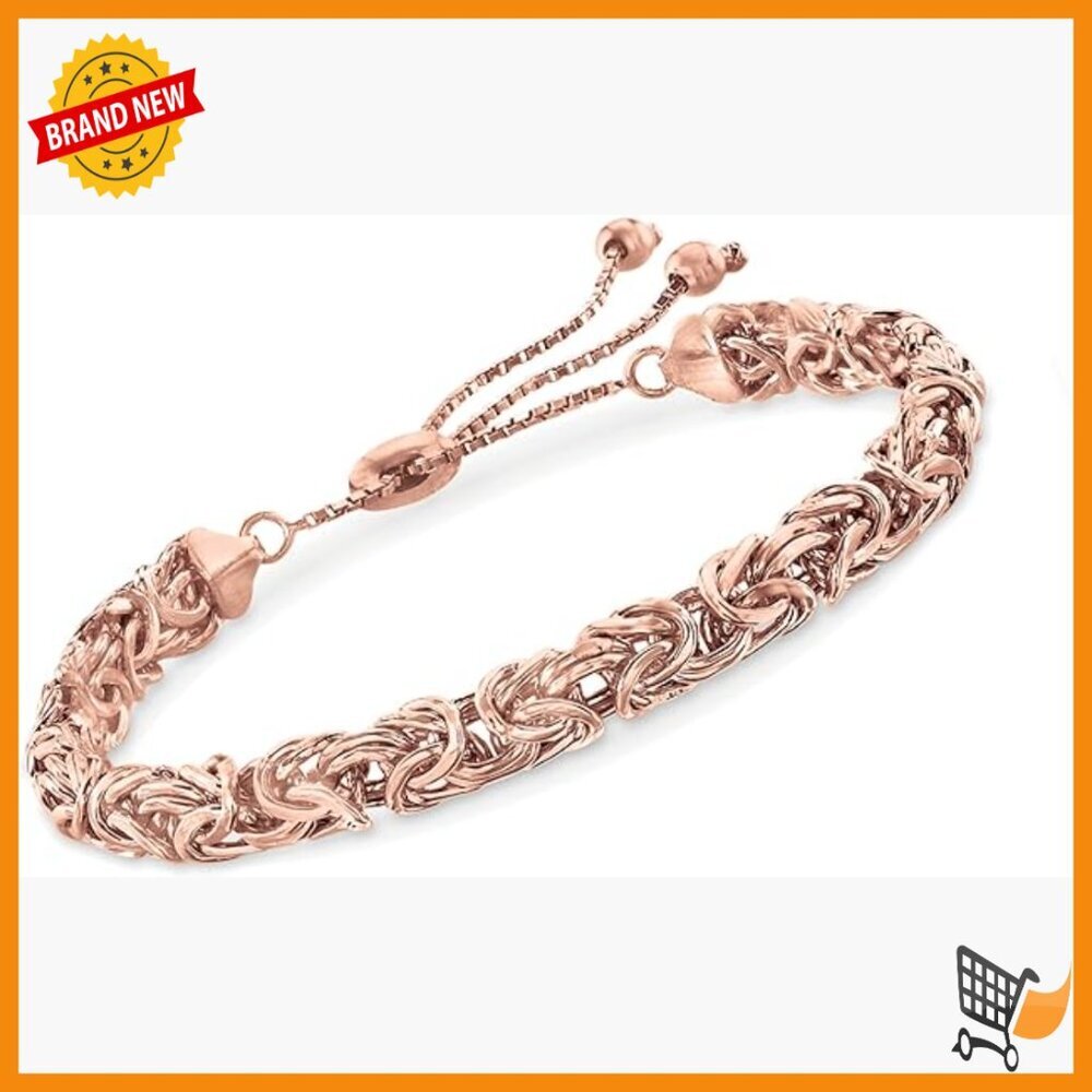 18kt Rose Gold Over Sterling Byzantine Bolo Bracelet Adjustable Chain